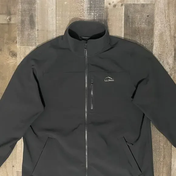 LL Bean Men's Windproof Performance Jacket Softshell Fleece Lined Coat XL Black